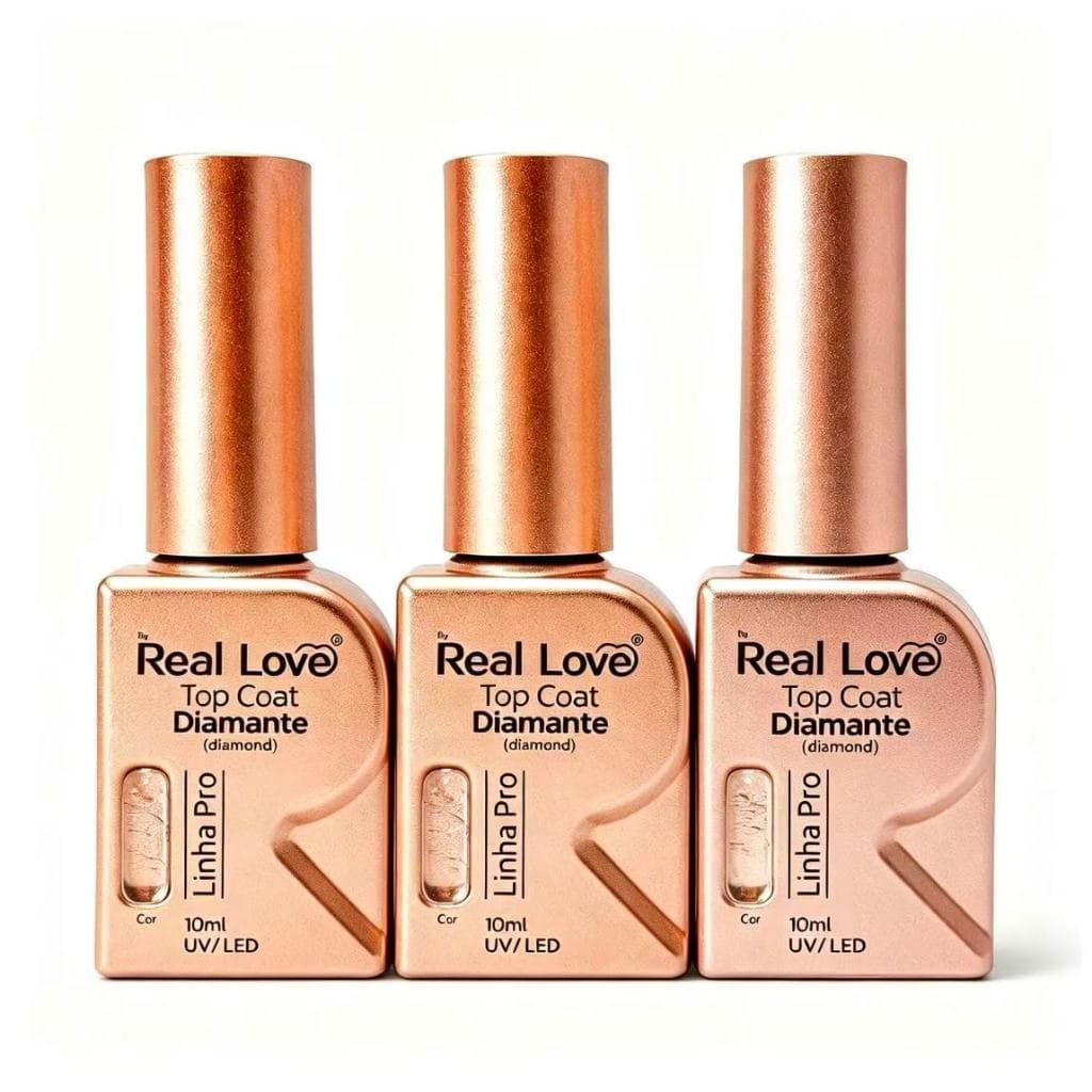 Kit 3 unidades Top Coat Diamante -10ML-Real Love Linha Pro TOP COAT DIAMANTE