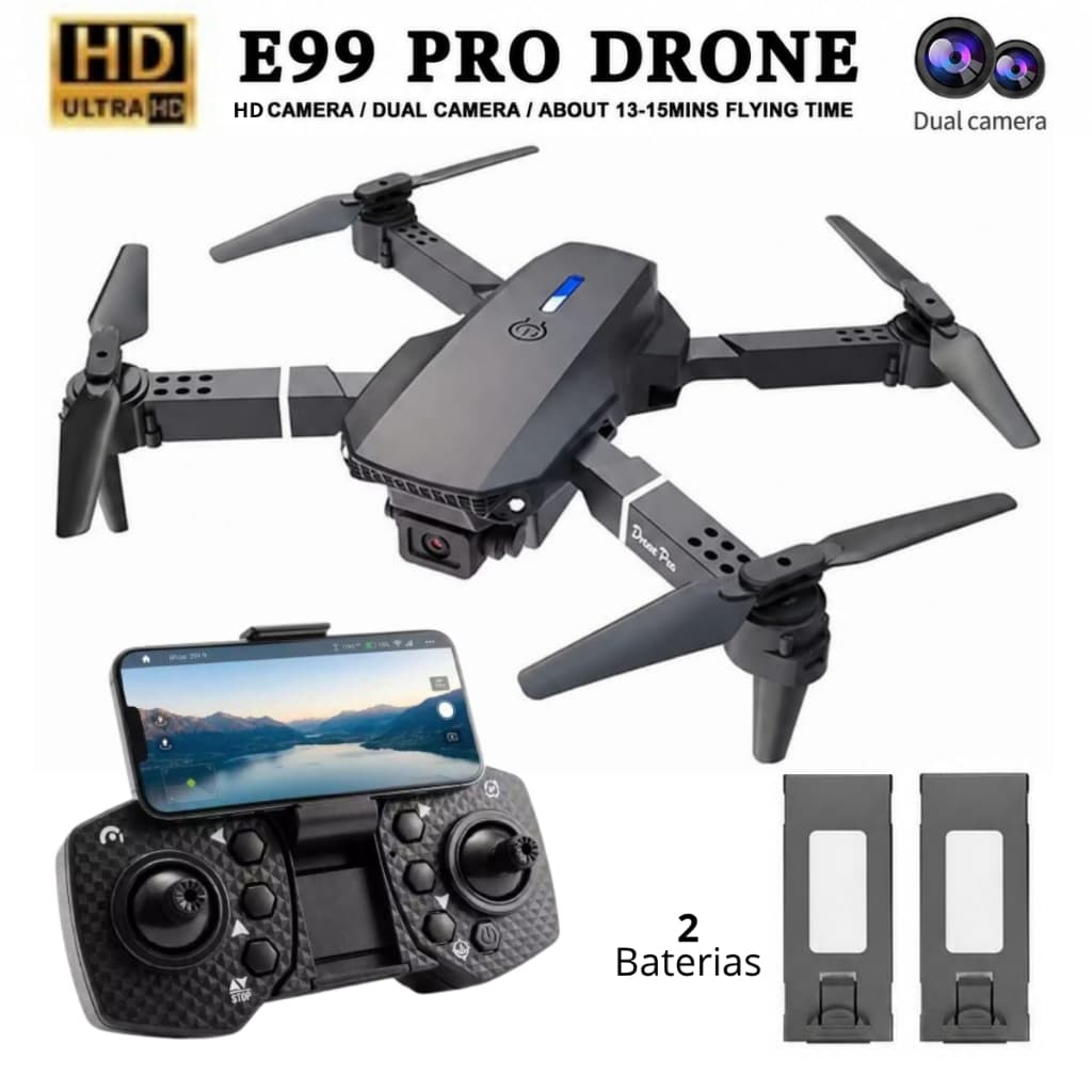 Drone E99 Profissional Mini com câmera HD 2.4GHz 2 baterias e Acessórios