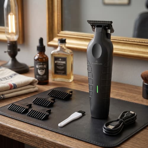 Máquina De Cortar Cabelo E Barba Profissional Recarregável Preto Black Aparador De Pêlo T-Blade Barato