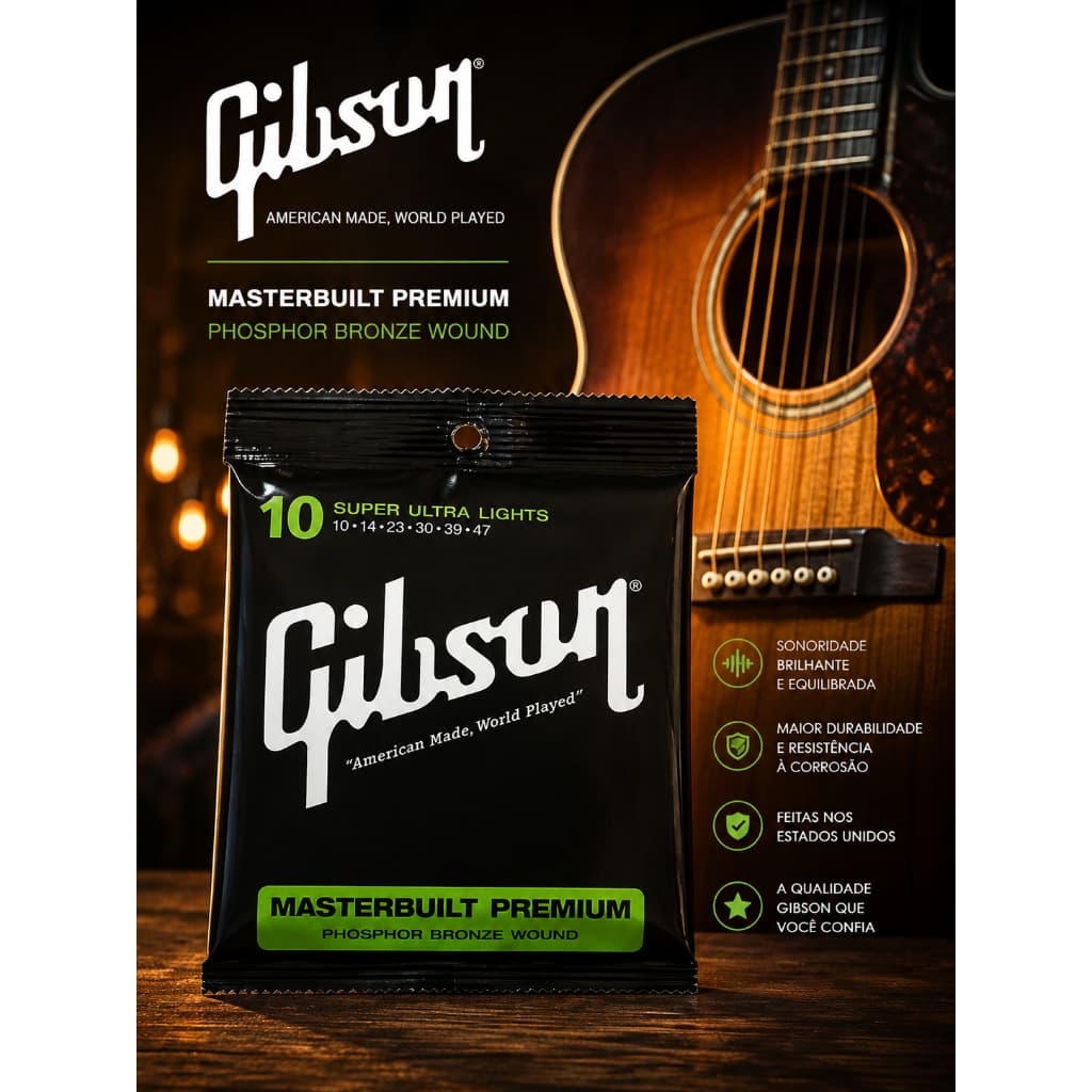 Corda Gibson Para Violão Acústico 010011012 / Phosphous / Bronze Para Violão Acústico