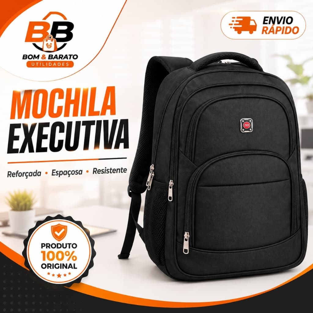 Mochila Executiva Reforçada Grande Escolar Faculdade Trabalho Notebook Resistente Impermeável Unissex