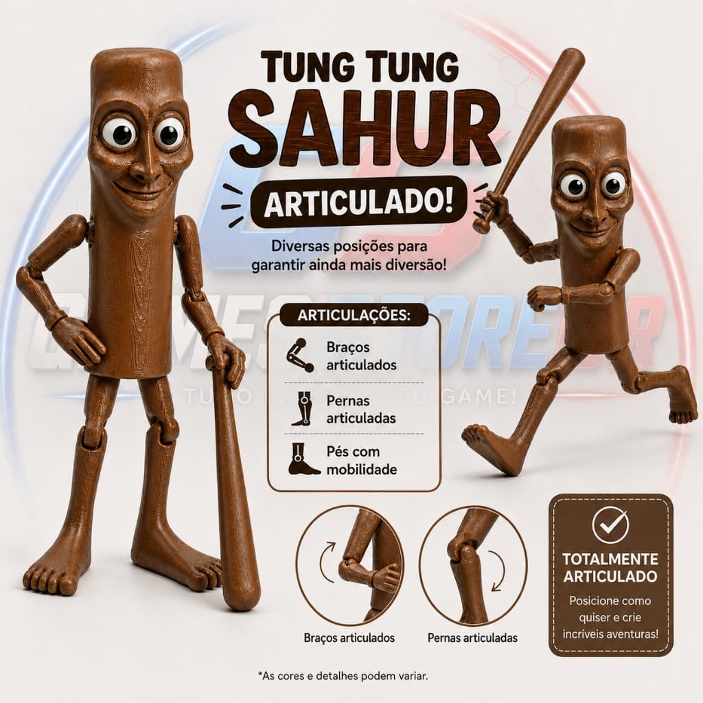 Tung tung tung sahur Boneco articulado com Taco