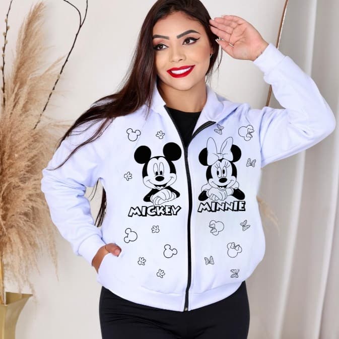 JAQUETA/BLUSA/Casaco feminino  l moletom poliéster flanelado l adulto direto do fornecedor liso e estampado