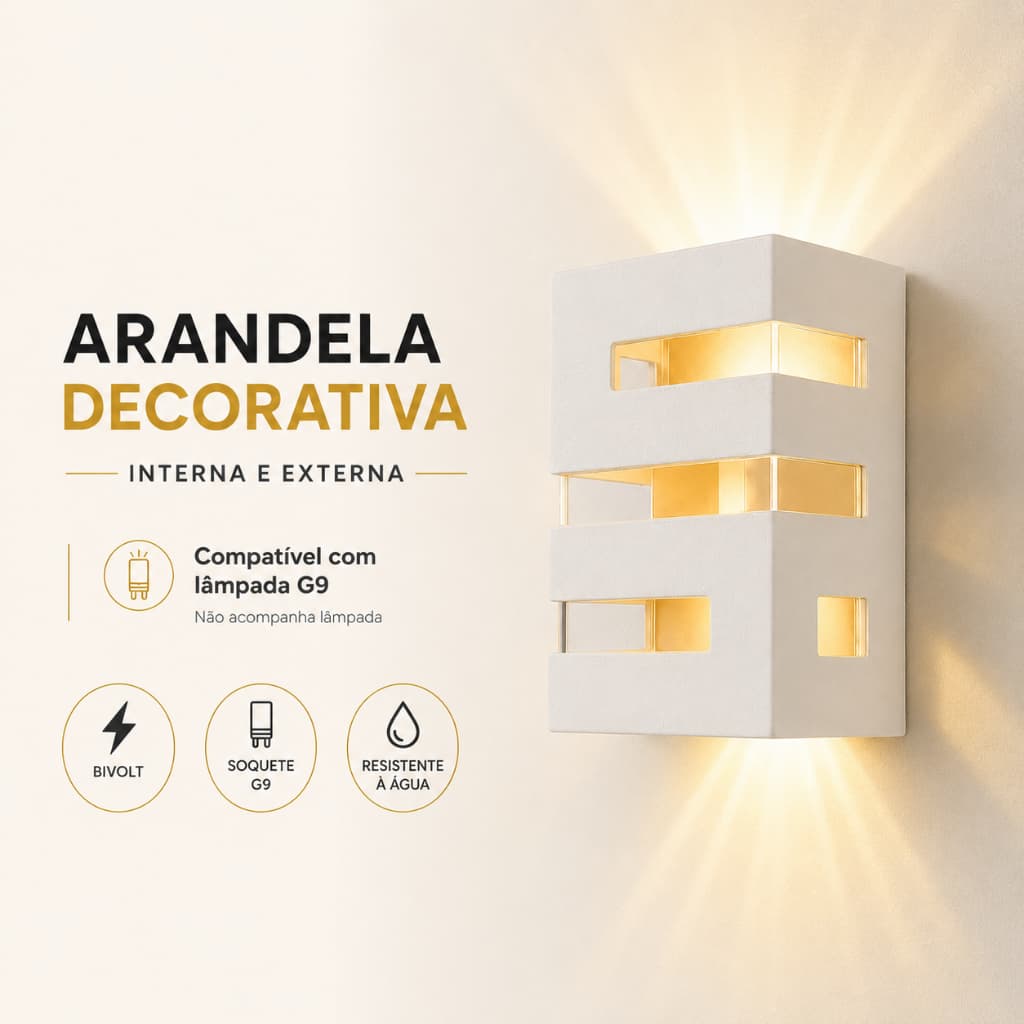Arandela Decorativa Parede Interna Externa Bivolt G9 Resistente Chuva Acompanha LED