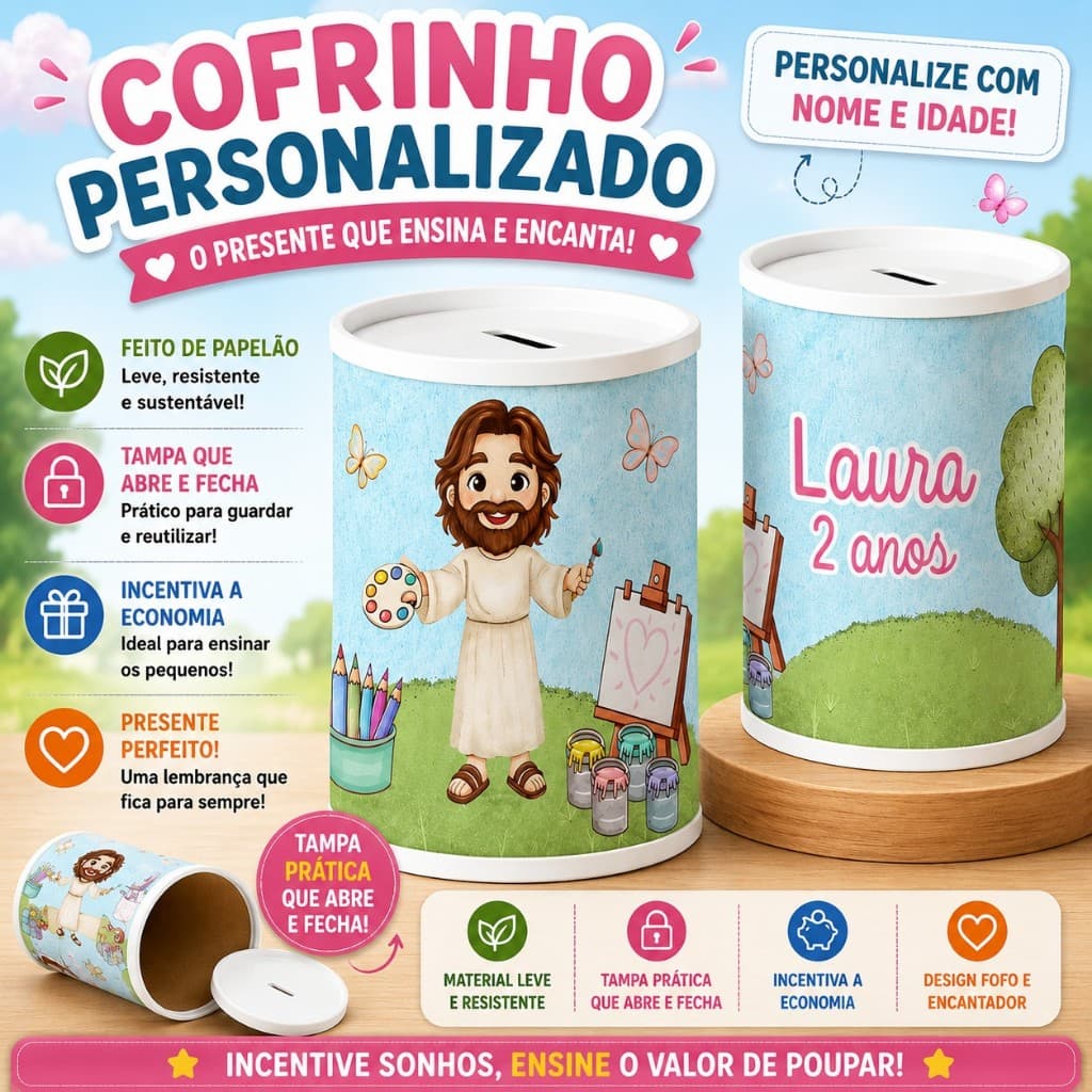 Cofrinho Personalizado O Maior Pintor Do Mundo | Festa Infantil | Kits 9/12/15/24/30 - Envio Super Rápido