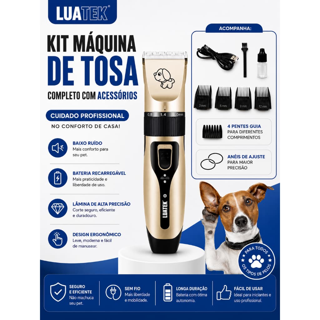 Máquina de Tosa pet com 12 peças LUATEK