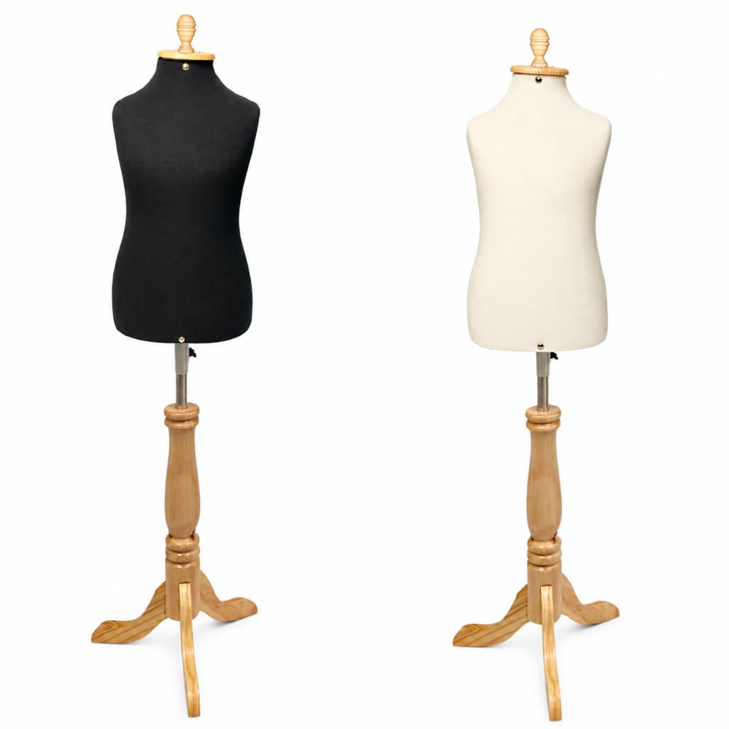 1 Busto Manequim Infantil Forrado pedestal Tripé madeira Moulage Confecção loja vitrine
