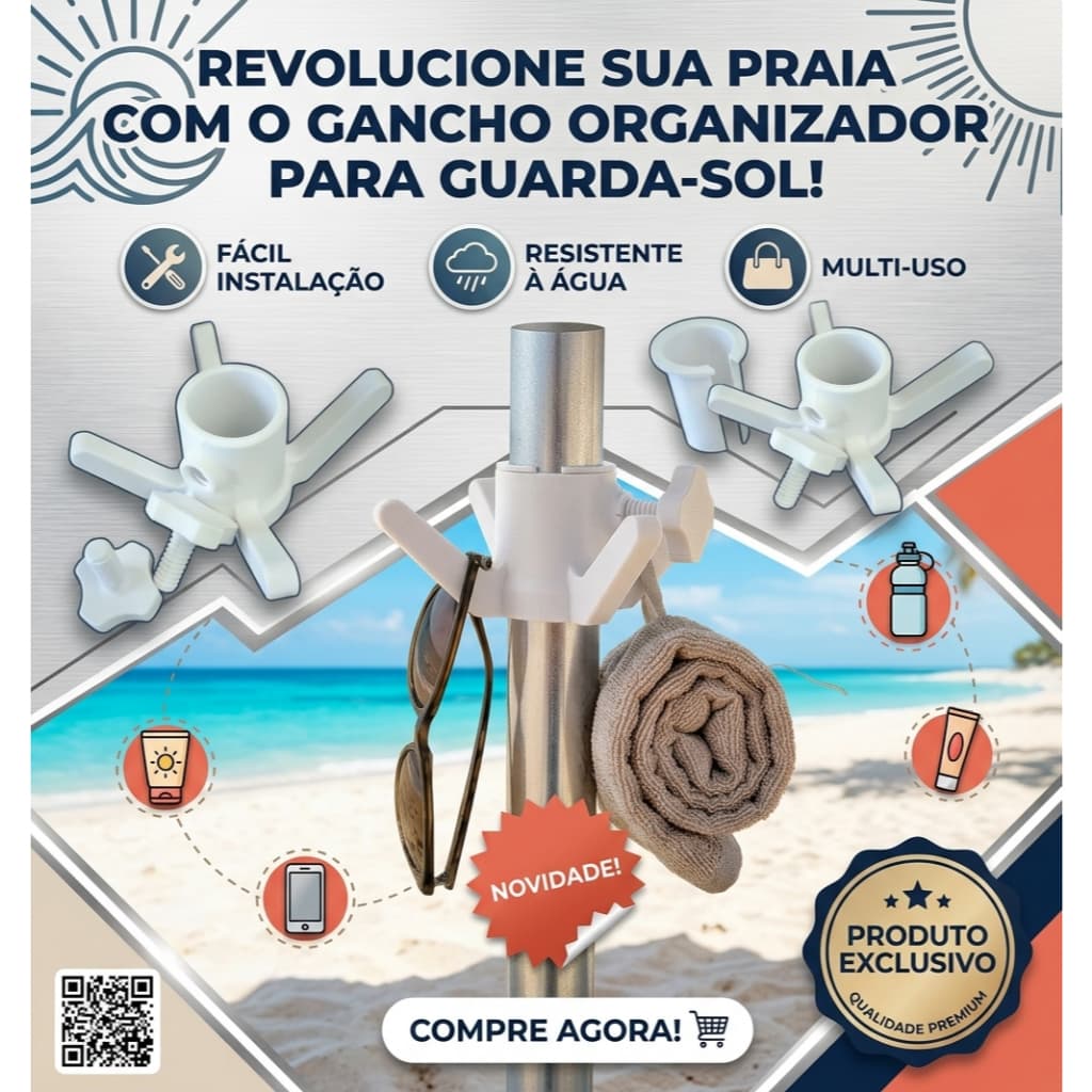 Gancho Organizador Guarda Sol de Praia Cabide de Objetos