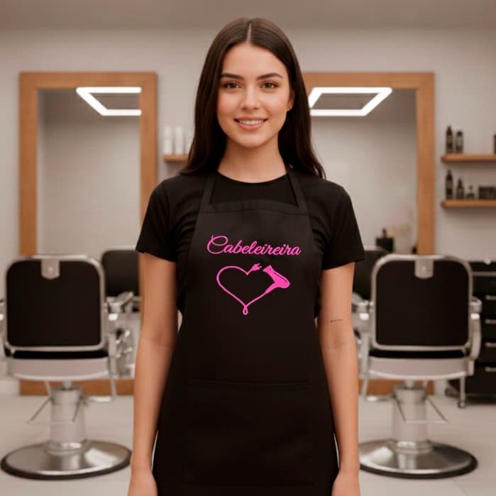 Avental Cabeleireira Estampa Rosa salão de beleza