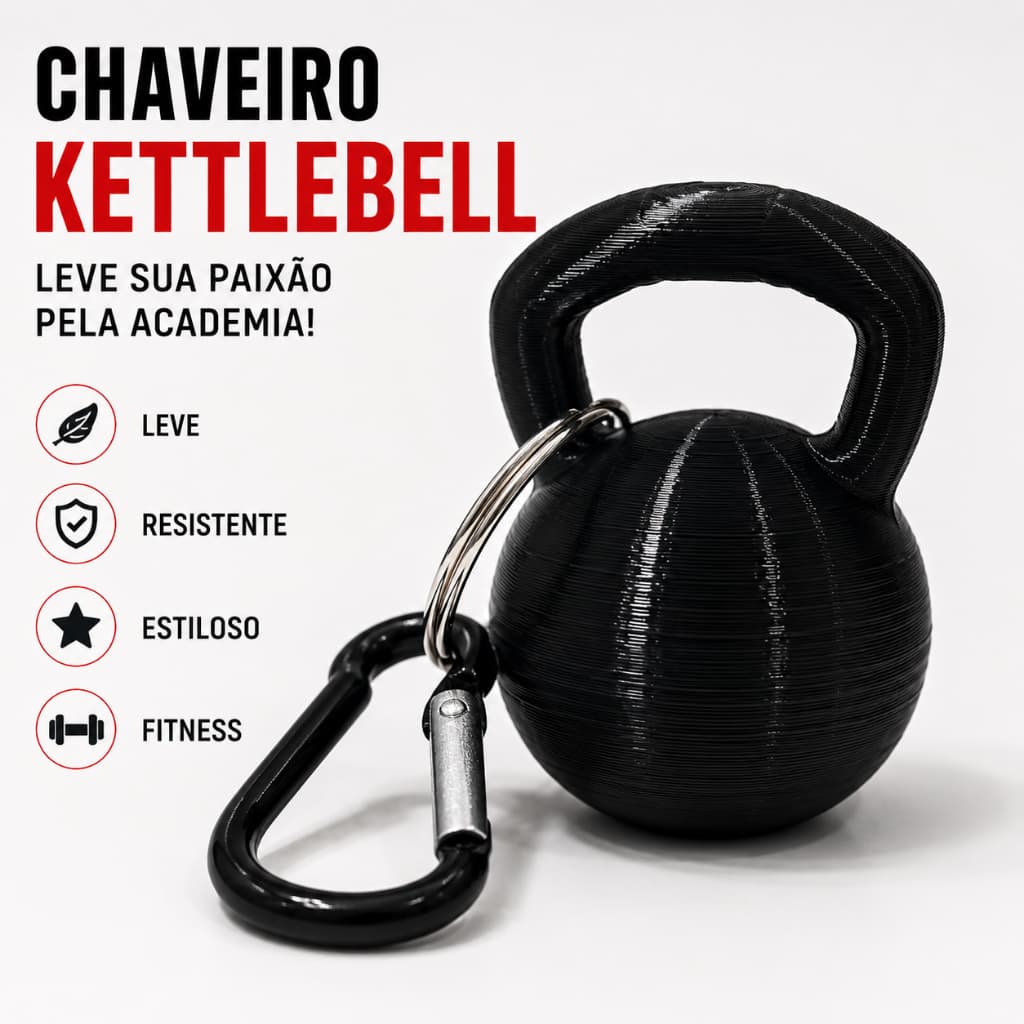 Chaveiro Kettlebell Academia Fitness Musculação Crossfit Com Mosquetão Porta Anel Correntinha