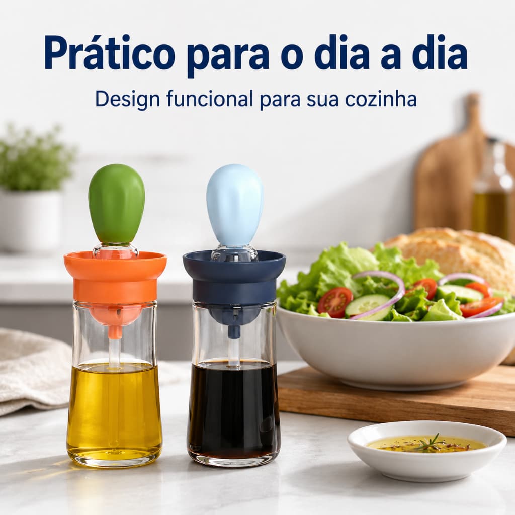 Dispenser de Azeite e Vinagre em Vidro com Dosador para Óleo Molho Shoyu Tempero Cozinha