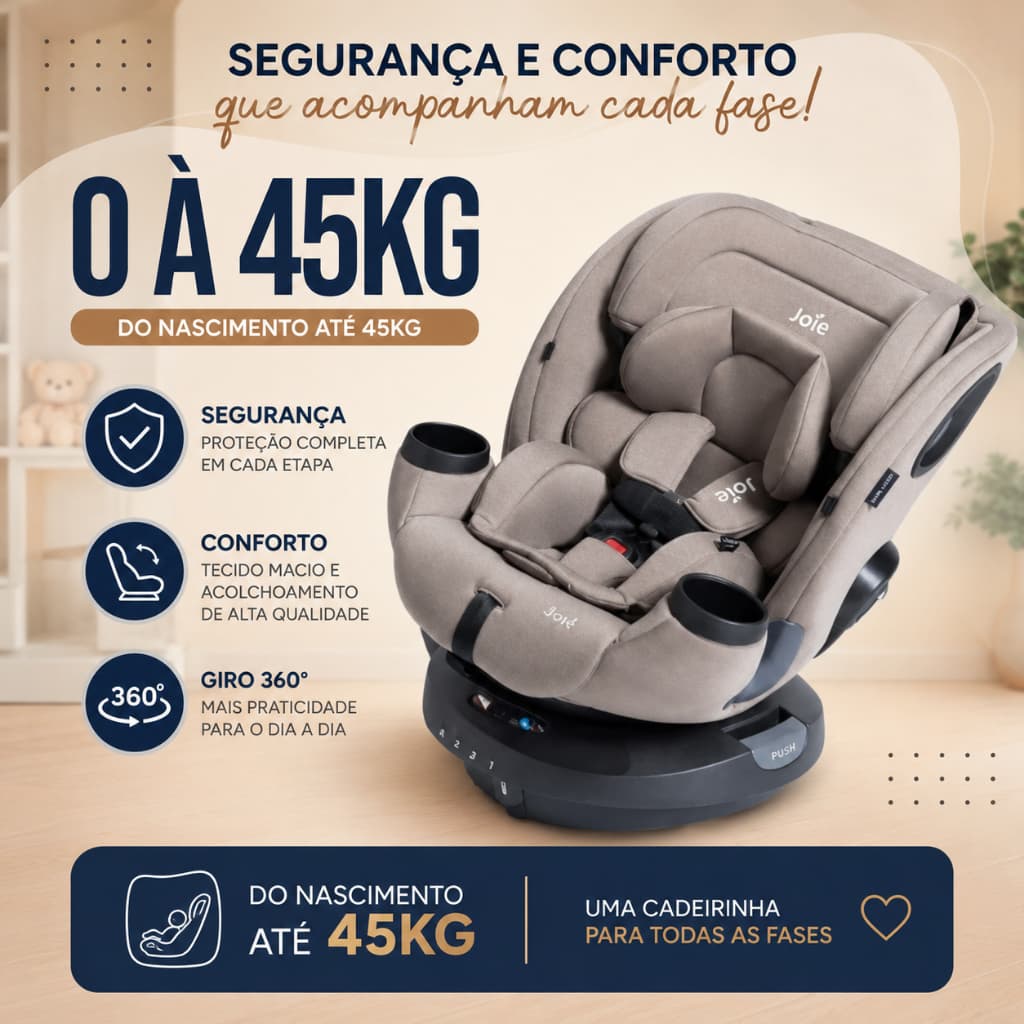Cadeira Para Carro Joie Matcha Spin Si Bege Mocha Liso Bege Mocha