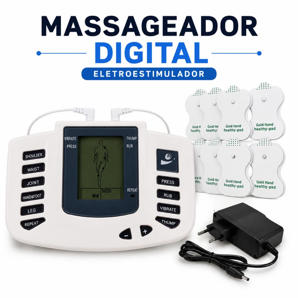 Aparelho Choque Estimulador Terapia Ocupacional Fisioterapia Eletroestimulador Muscular com 8 Eletrodos