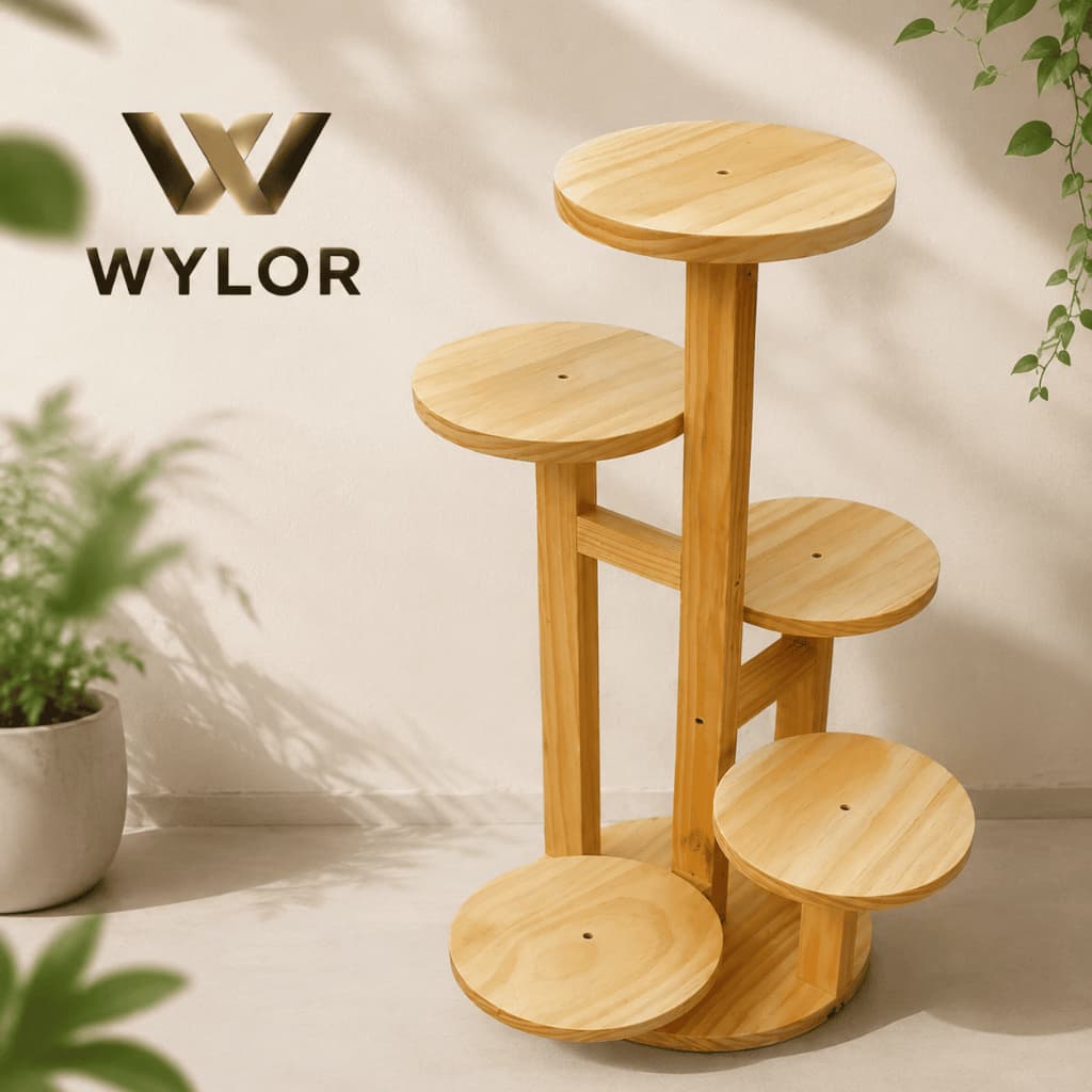 Suporte Para Plantas Torre 5 Andares Madeira Pinus Vertical Para Vasos Decoração