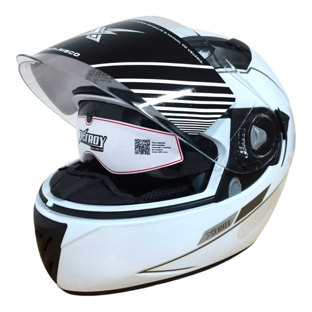 Capacete Moto Fechado Motociclista Viseira Óculos Solar Interno XTROY Premium 218 sv Solid Branco