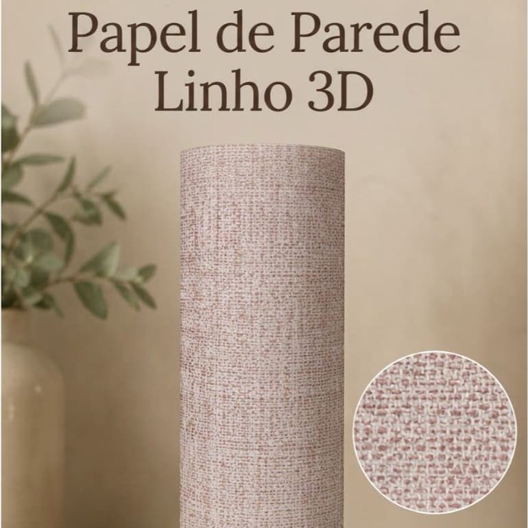 Papel de Parede Linho Com Textura 3D Auto Adesivo - 5mx0,45m