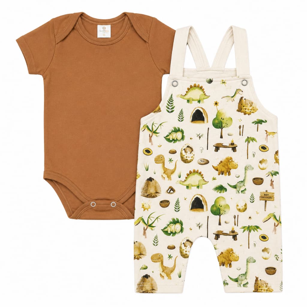 Conjunto Jardineira Menino Roupas de Bebê Conjunto Bebê Roupa de Bebê