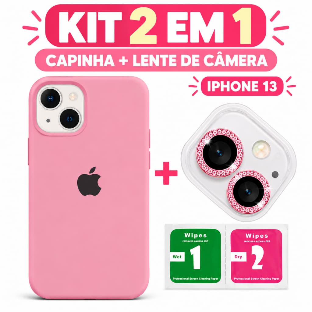 Kit 2 em 1 para iPhone | Capa + Protetor de Lente da Câmera brilho iphone 11/12/13/14/15/16/17