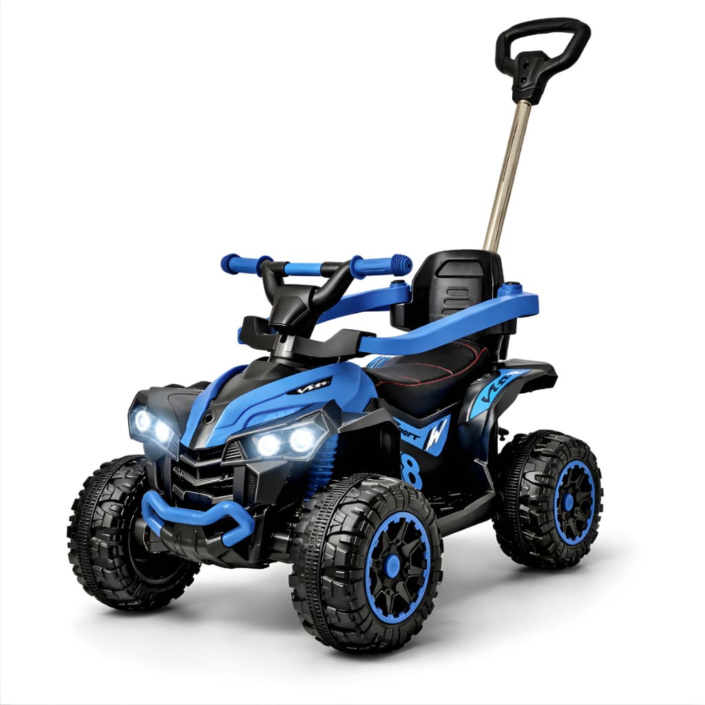 KIDINO Quadriciclo Infantil com Haste Direcional Luz e Som Carrinho de Passeio Infantil Menino e Menina - Azul