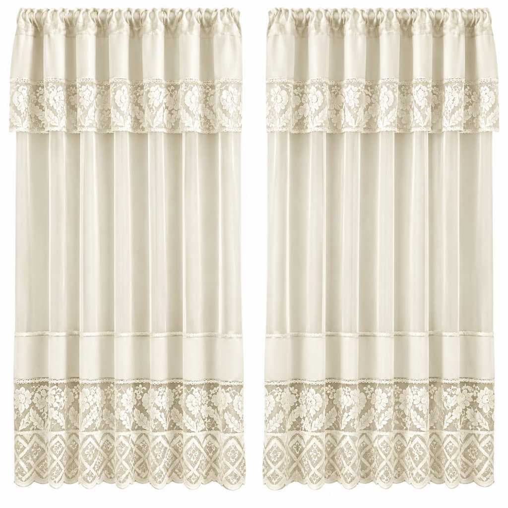 Cortina De Cozinha Renda Túlipa 2,20m X1,20m Com Bandô Premium Copa