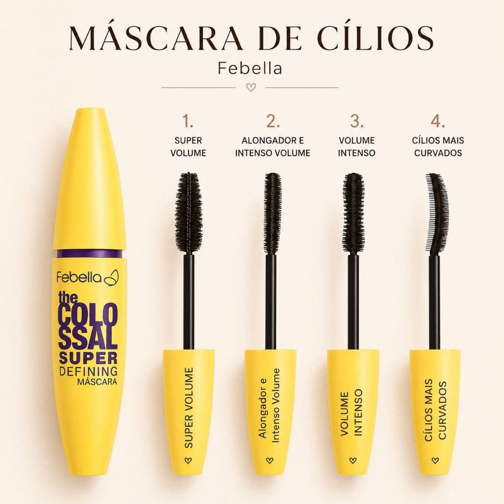Máscara de Cílios The Colossal Febella — À Prova d’Água — RÍMEL