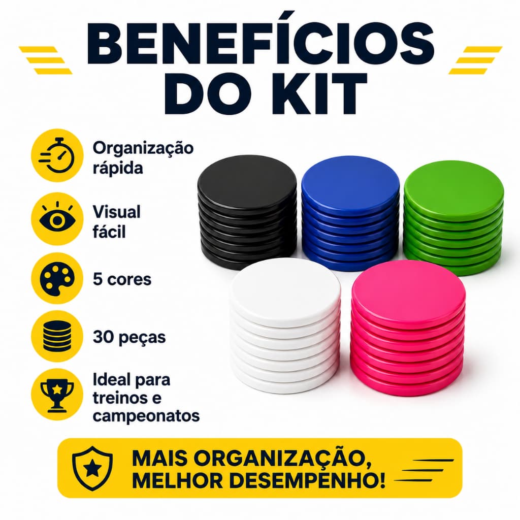 Kit Fichas para Dividir Times Futevôlei Futebol e Esportes 5 Cores
