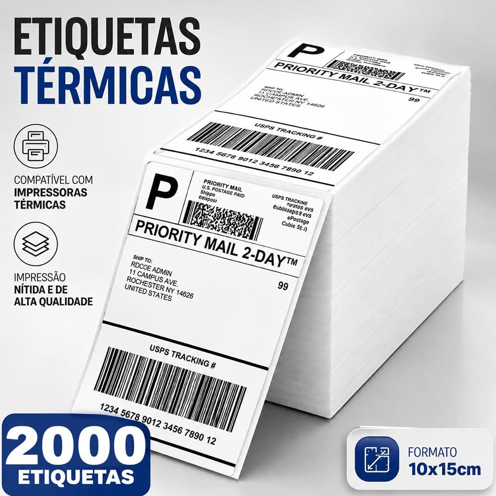 1000 Etiqueta Térmica Papel Adesivo 10x15CM Papel Térmico e Papel Contínuo
