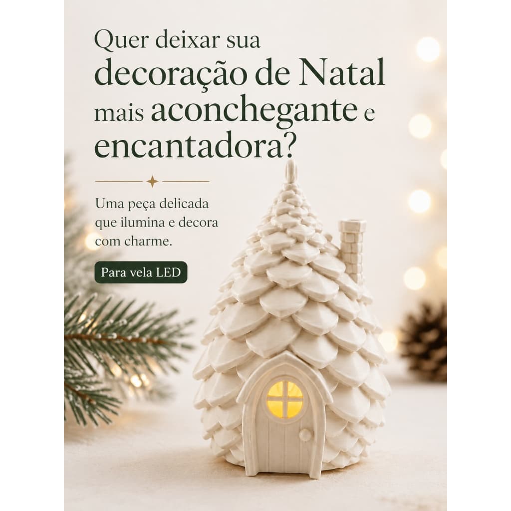 Casinha de Fada Natalina Pinha com Led Enfeite para Árvore de Natal Decoração Natal Mágica para Cantinhos Natalinos