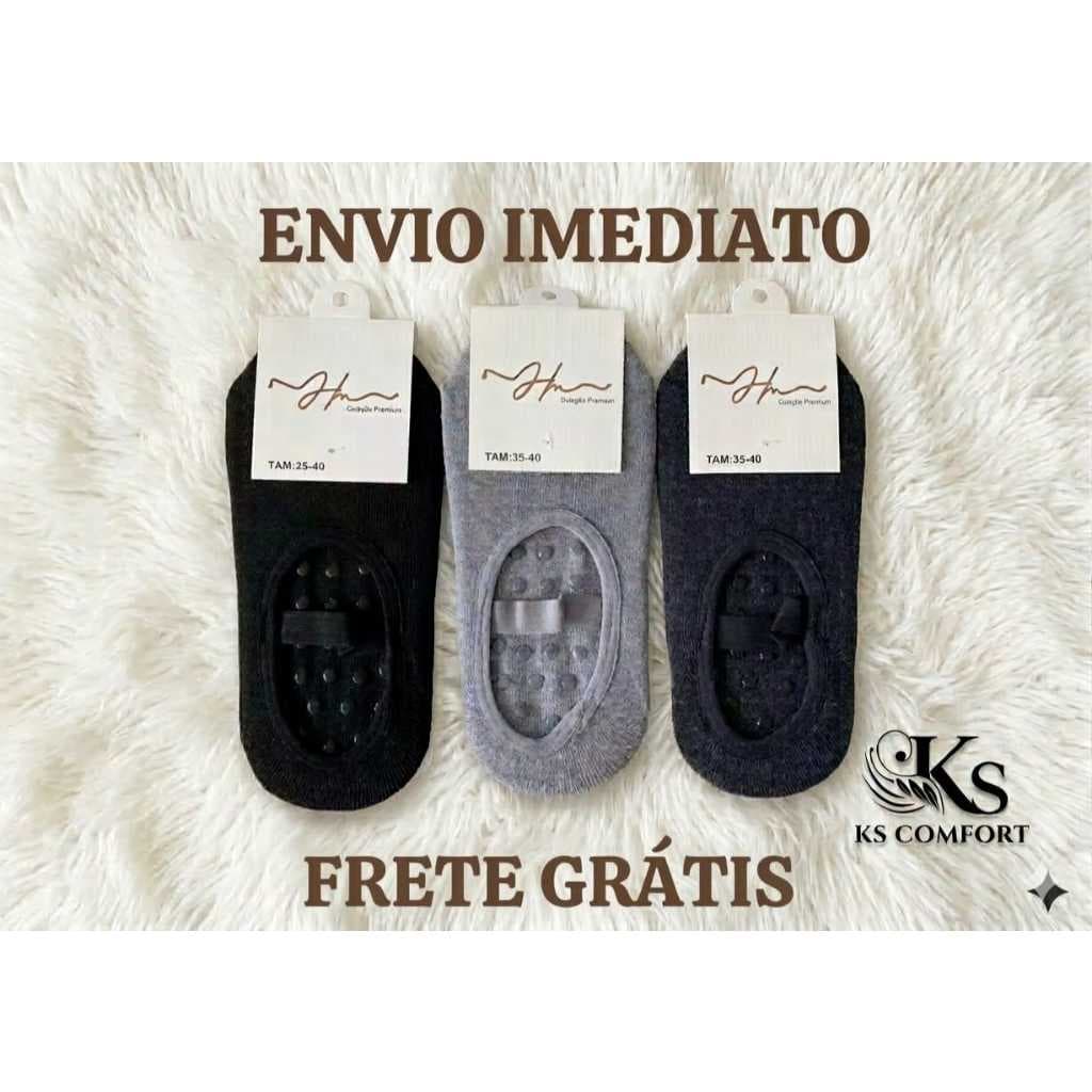 Meias Pilates Lisa Antiderrapante Unissex 35/40 Conforto p/ Yoga Academia e Hidroginástica Dança