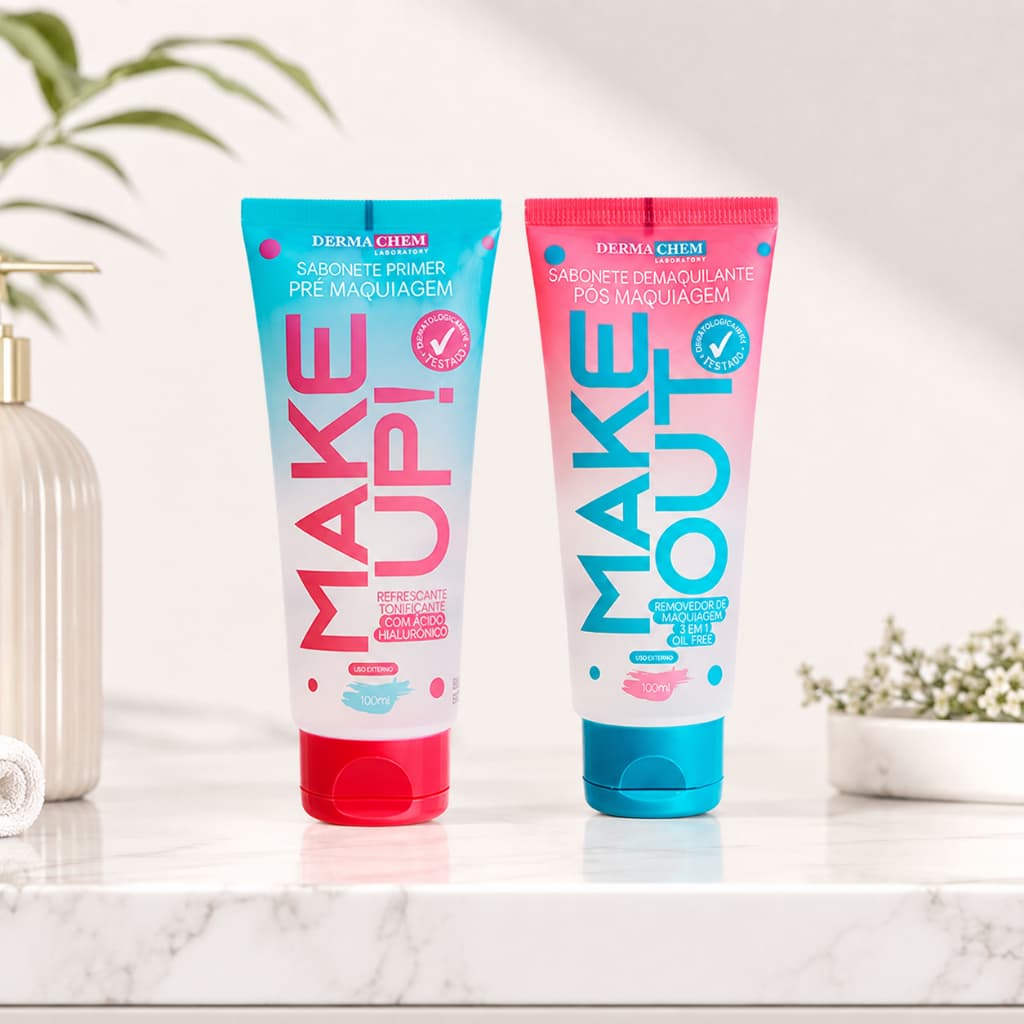 Kit Primer Demaquilante Facial Ácido Hialurônico Pré e Pós Maquiagem Dermachem