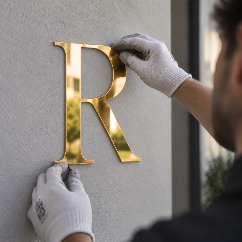 Letra residencial ou comercial em acrilico espelhado dourado