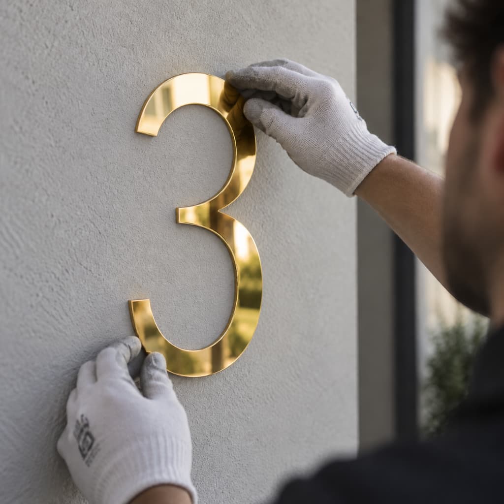 Número residencial ou comercial em acrilico espelhado dourado