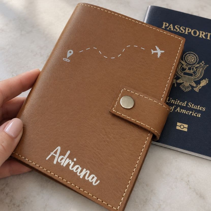 Porta Passaporte Personalizado com Nome Porta Documentos Viagem Presente Feminino Masculino