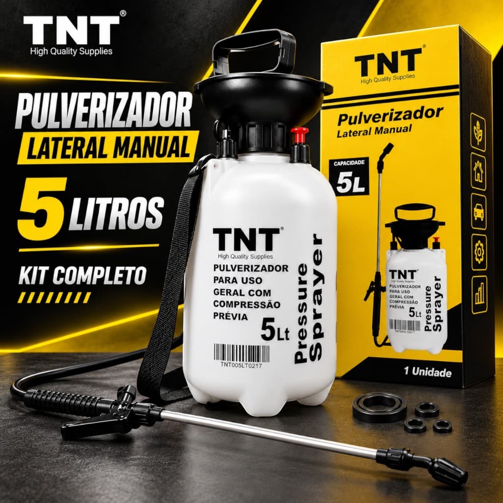 Pulverizador Agricola Lateral Manual 5 Litros Borrifador Bomba 05l compressão previa