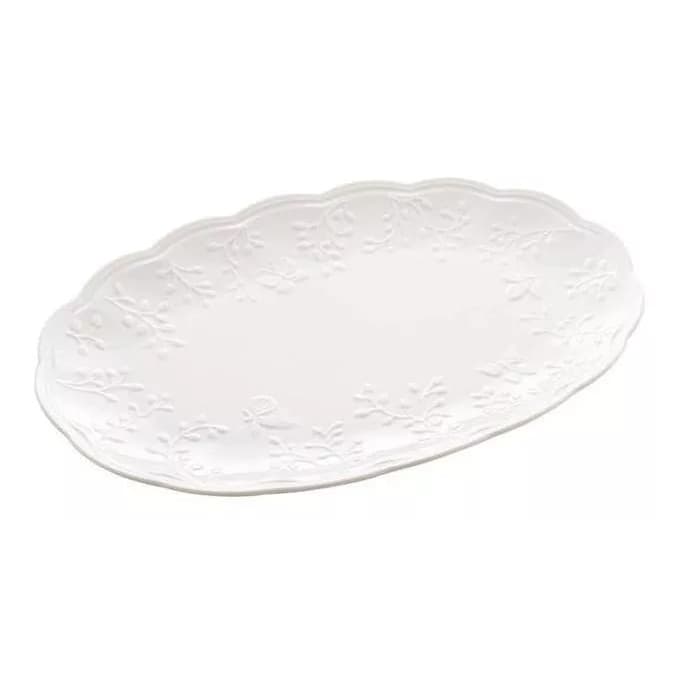 Travessa Porcelana Butterfly Flower 31x22x3cm Branco - Wolff