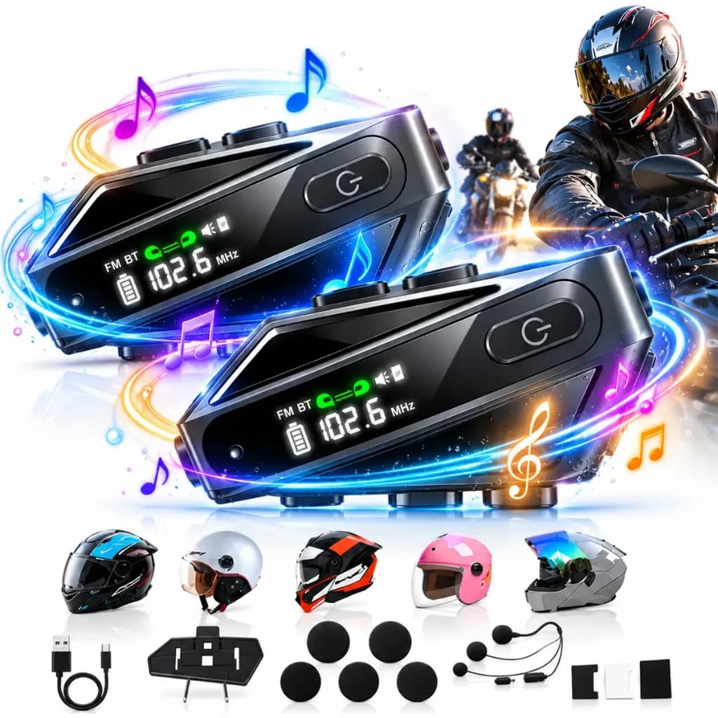 Kit 2 Intercomunicador C6  Capacete Comunicador Sem Fio Bluetooth5.3 Moto Fone De Ouvido Para Capacete Conversar 1000M