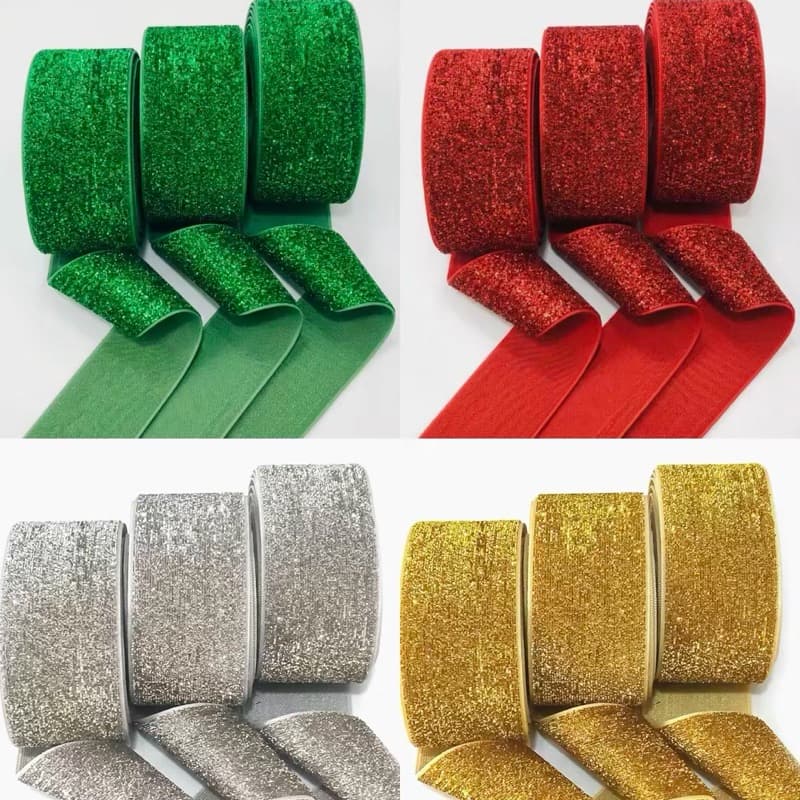 3 metros Fita Luxo n°9 cetim lurex  Cotelê gliter gorgorão  presponto Kit laceira Artesanato Decoração Natal