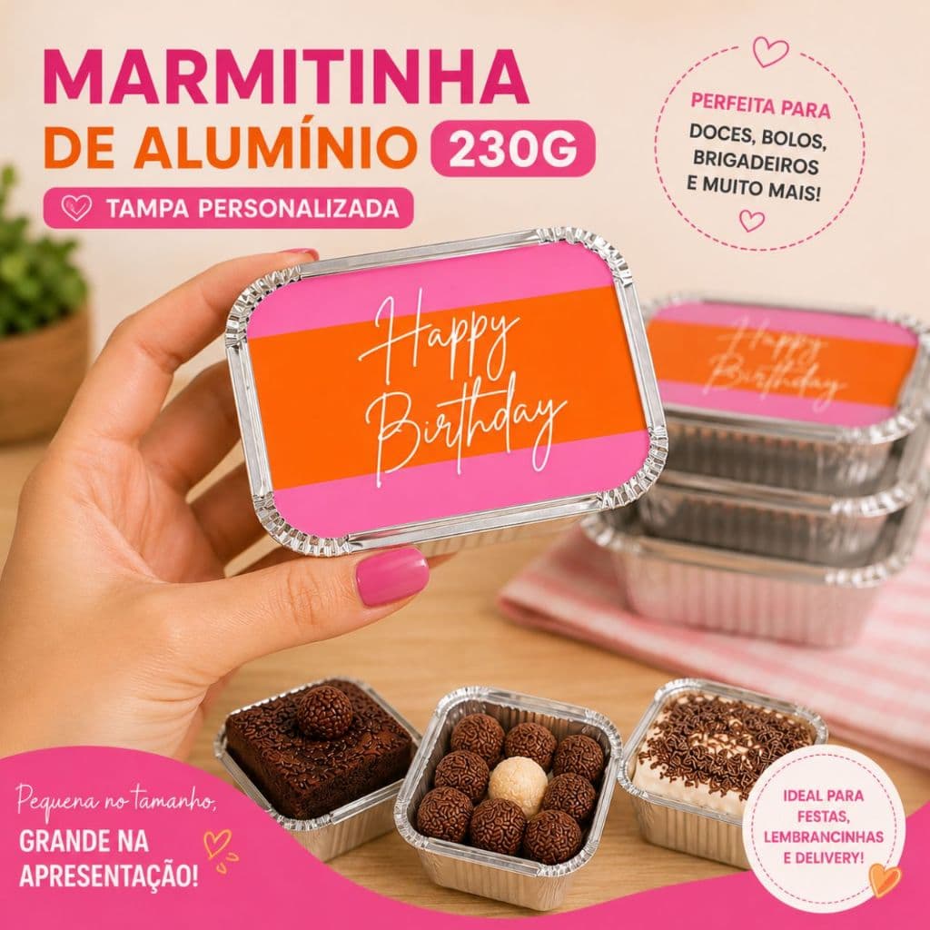 Marmitinha Rosa e Laranja - Marmitinha Personaizada Para bolo, brigadeiro, Salgadinhos ~ Lembrancinha  de festa