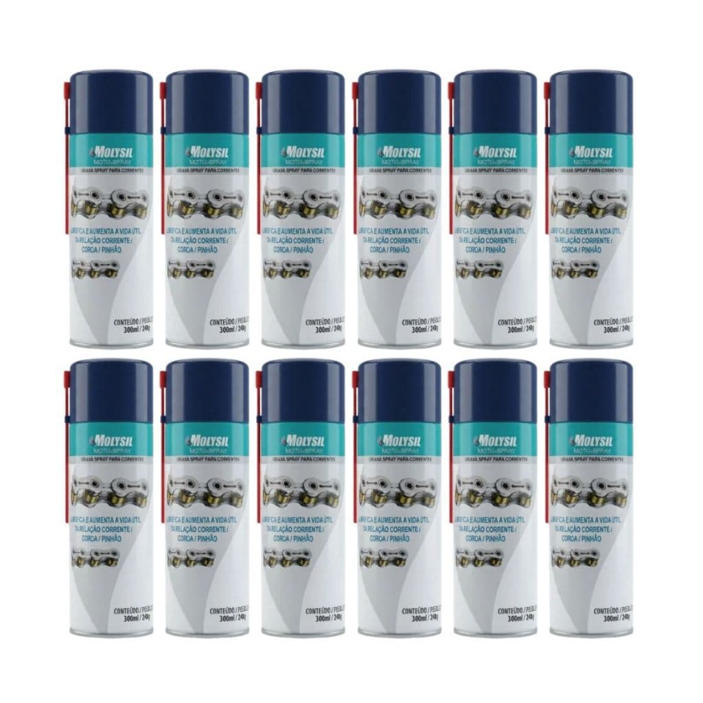 12 Molykote Molysil Moto Spray 300ml Graxa Lubrificante Para Corrente De Moto Alta Rotação