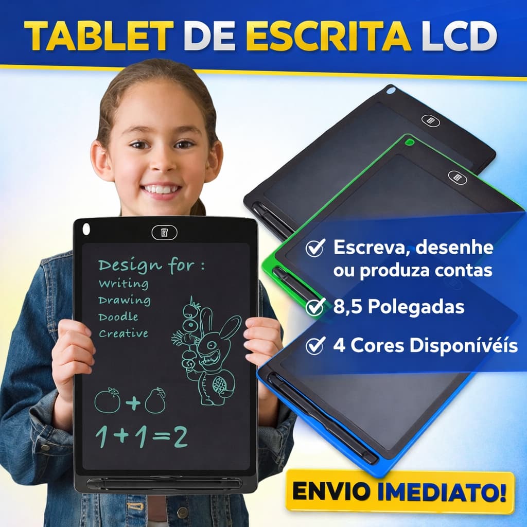 Lousa Mágica LCD Infantil para Escrever e Desenhar 4.4” ou 12” – Tablet de Escrita Digital | Cor Aleatória