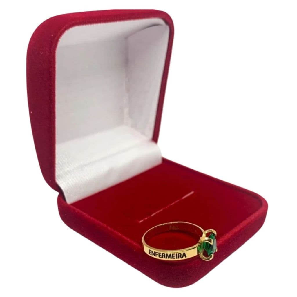 Anel Prata 925 Dourado ( com Banho de Ouro ) Formatura c/ Zircônia Colorida 6mm Personalizado com Nome e Profissão