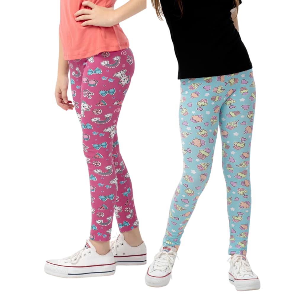 Kit 2 Peças Sortida Legging Infantil De Cotton Menina Confortável Algodão Criança Juvenil
