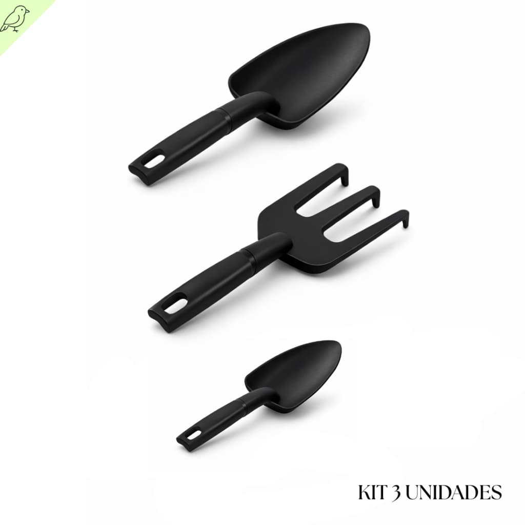 Kit 3 Ferramentas De Jardinagem Pá Grande Pá Pequena E Rastelo Resistente Duravel Para Jardim