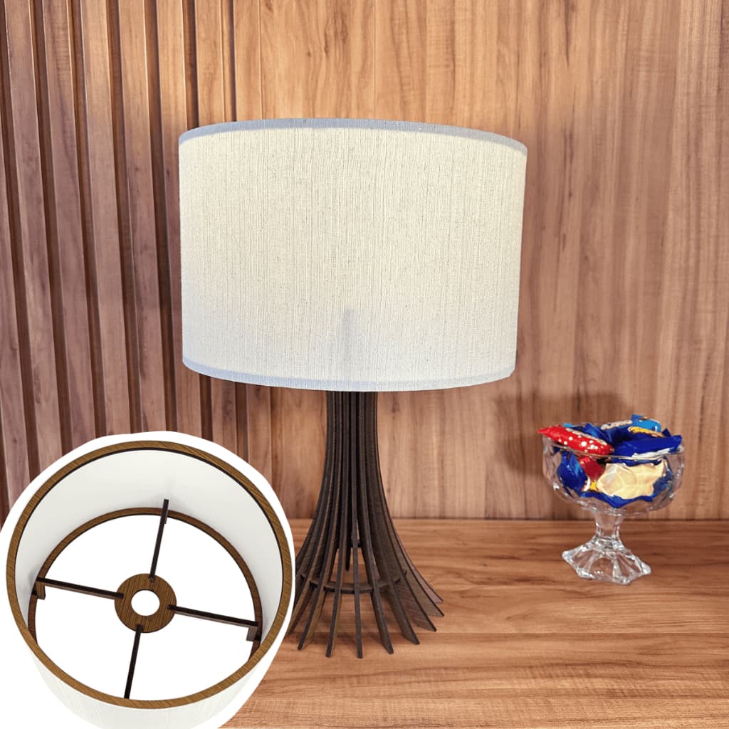 Cúpula Abajur Rustica Artesanal 30x19 Cm Decoração Casa Escritório | Tecido Cor Clara