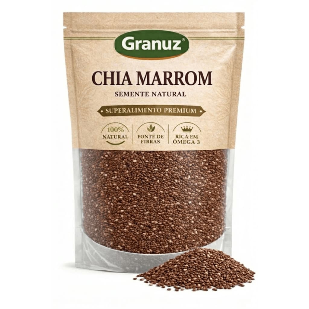 Chia Semente Marrom Granuz 1kg 500g Grãos Íntegros Selecionados Uso Alimentar [Envio HOJE]