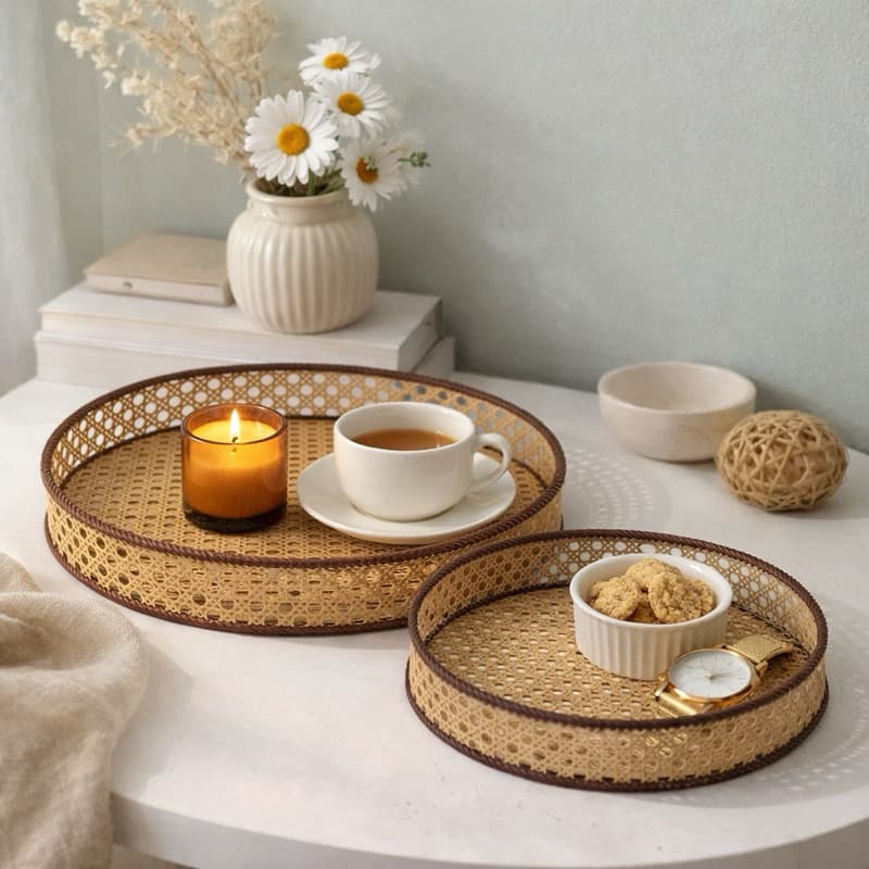 Bandeja Trama – Bandeja Decorativa Estilo Rattan