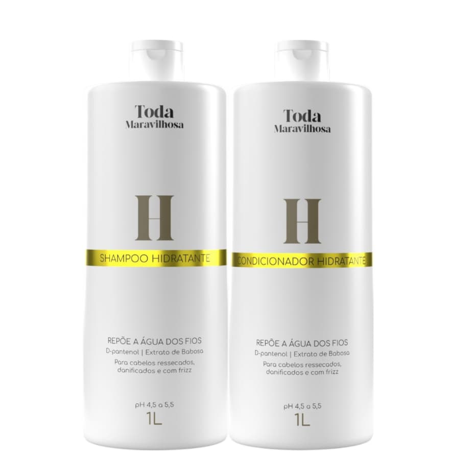 Kit Shampoo e Condicionador Toda Maravilhosa 1L Hidratação Brilho Cabelos Ressecados
