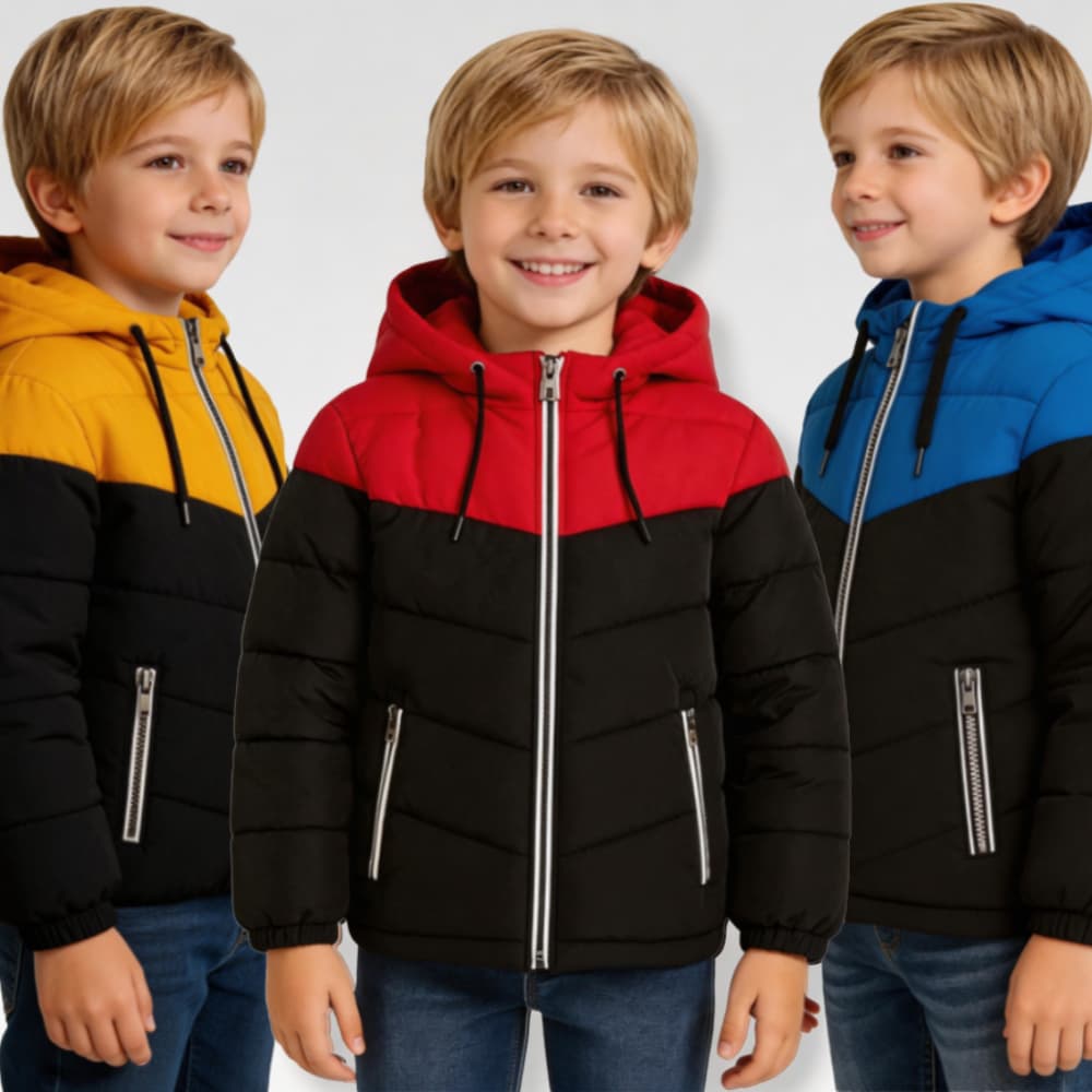 Jaqueta Bobojaco Puffer Infantil Juvenil Menino Com Capuz 8 a 16 Anos Inverno