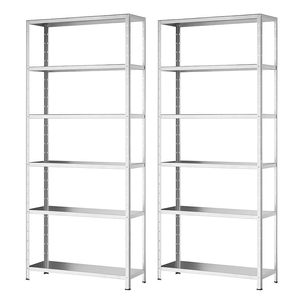 Estante Aço Galvanizado Preto 6 Bandejas 90cm 2 Unidades Galvanizado