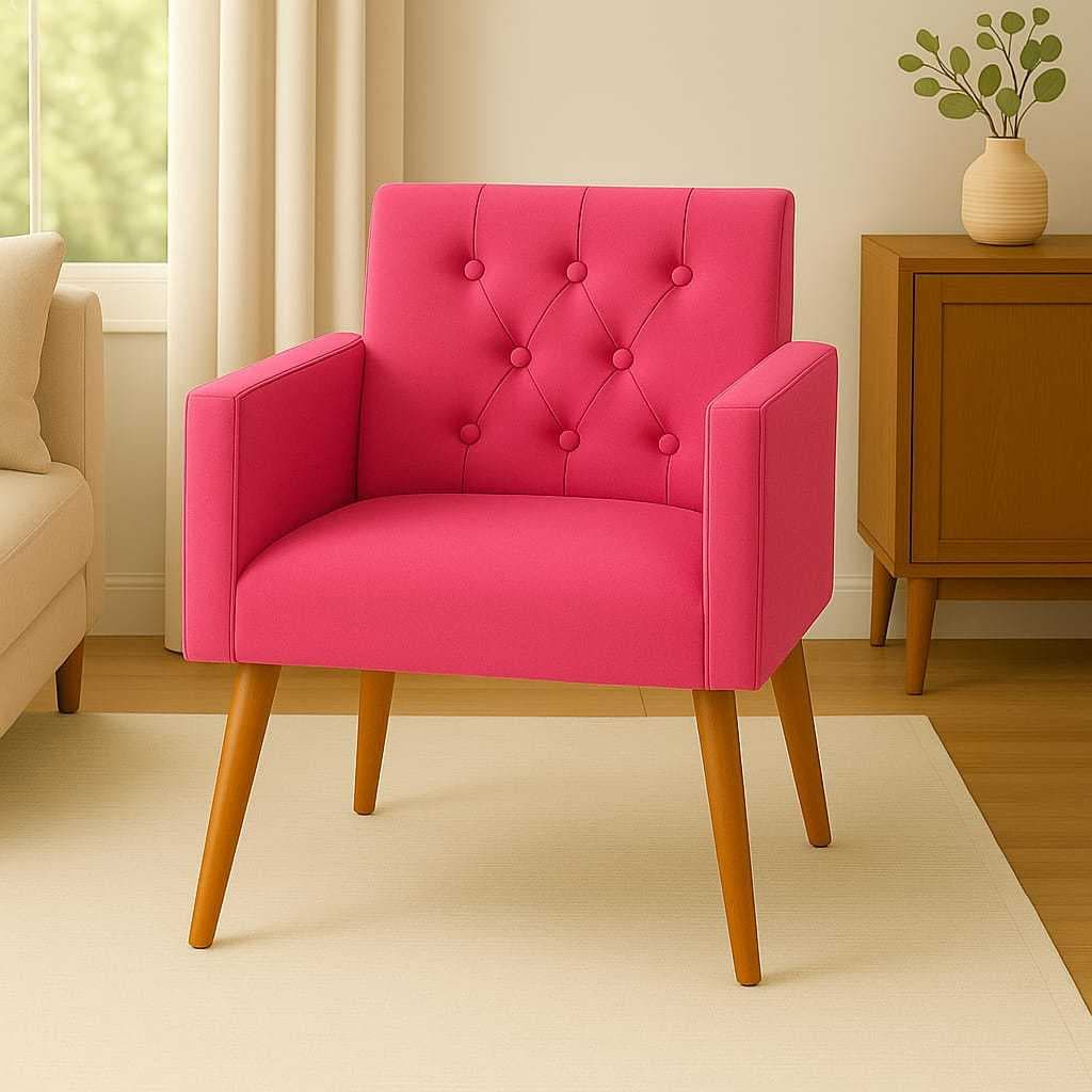 Poltrona Capitonê Veludo Pés Palito Nina Decorativa Luxo para Sala Quarto